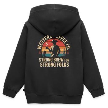 Western Coffee - Kids Premium Organic Zip-up Hoodie - black - Back - AI Model Kid Male (0cm)