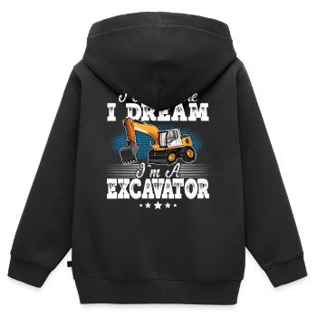 Opérateur d’excavatrice - Sweat Premium à capuche zippé enfant bio - noir - Dos - AI Model Kid Male (0cm)