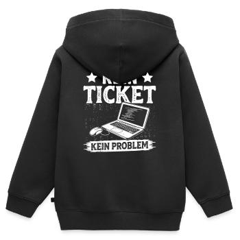 Nerd Computer KEIN TICKET KEIN PROBLEM LUSTIG - Kinder Premium Organic Zip Hoodie - Schwarz - Hinten - AI Model Kid Male (0cm)
