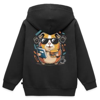 Buchheld Hamster mit Burger - Kinder Premium Organic Zip Hoodie - Schwarz - Hinten - AI Model Kid Male (0cm)