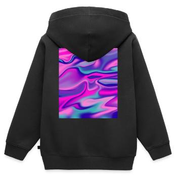 Holographic Flow - Purple Edition Neonfarben - Kinder Premium Organic Zip Hoodie - Schwarz - Hinten - AI Model Kid Male (0cm)