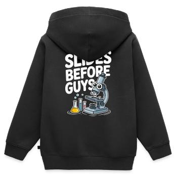 Lab Technician Slides Before Guys Laboratory Work - Kinder Premium Organic Zip Hoodie - Schwarz - Hinten - AI Model Kid Male (0cm)