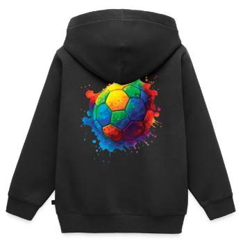 Color Splash Multicolor Fußball - Kinder Premium Organic Zip Hoodie - Schwarz - Hinten - AI Model Kid Male (0cm)