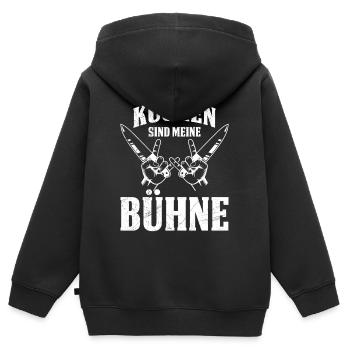 Küchenchef KÜCHEN SIND MEINE BÜHNE Lustiges - Kinder Premium Organic Zip Hoodie - Schwarz - Hinten - AI Model Kid Male (0cm)