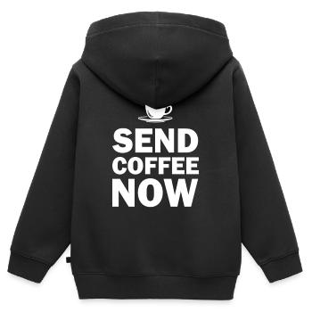 Funny Send Coffee Now Office Emergency - Kids Premium Organic Zip-up Hoodie - black - Back - AI Model Kid Male (0cm)