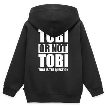 Tobi or not Tobi - Kinder Premium Organic Zip Hoodie - Schwarz - Hinten - AI Model Kid Male (0cm)