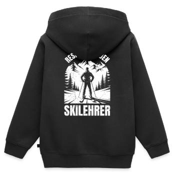 Skifahrer RESPEKTIERE DEN SKILEHRER LUSTIG - Kinder Premium Organic Zip Hoodie - Schwarz - Hinten - AI Model Kid Male (0cm)