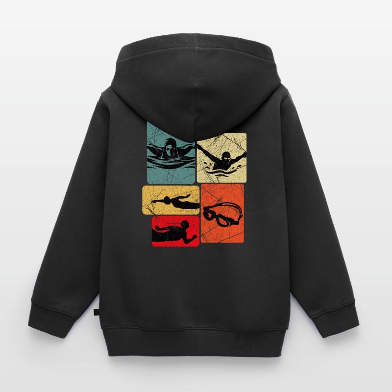 Vintage Float Silhouettes Pattern Kids Premium Organic Zip-up Hoodie