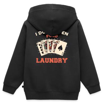 Je ne plie même pas le linge - Sweat Premium à capuche zippé enfant bio - noir - Dos - AI Model Kid Male (0cm)