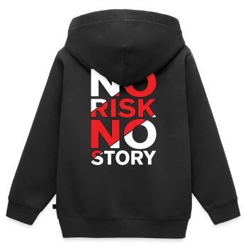 No Risk No Story - Kinder Premium Organic Zip Hoodie - Schwarz - Hinten - AI Model Kid Male (0cm)