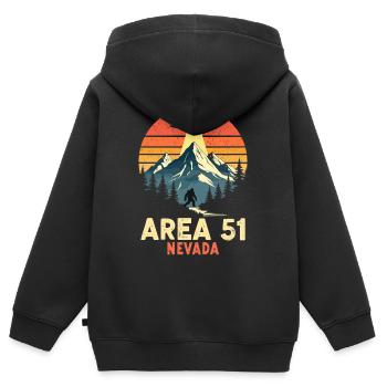 Zone 51 Nevada UFO rencontre Bigfoot - Sweat Premium à capuche zippé enfant bio - noir - Dos - AI Model Kid Male (0cm)