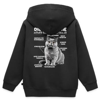 Britisch Kurzhaar T | Britisch Kurzhaar Katzen  - Kinder Premium Organic Zip Hoodie - Schwarz - Hinten - AI Model Kid Male (0cm)