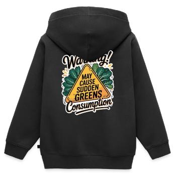 Avertissement du nutritionniste : Un avertissement peut provoquer une alimentation soudaine - Sweat Premium à capuche zippé enfant bio - noir - Dos - AI Model Kid Male (0cm)