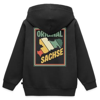 Original Sachsen Karte - Kinder Premium Organic Zip Hoodie - Schwarz - Hinten - AI Model Kid Male (0cm)