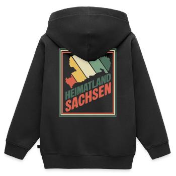 Heimatland Sachsen Retro Druck - Kinder Premium Organic Zip Hoodie - Schwarz - Hinten - AI Model Kid Male (0cm)