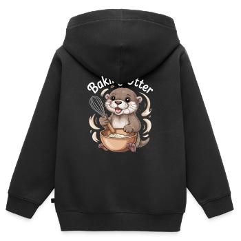 Otter Humor - Kinder Premium Organic Zip Hoodie - Schwarz - Hinten - AI Model Kid Male (0cm)