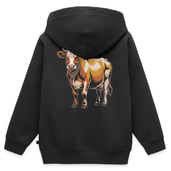 Cow with Bandana – Rustic Illustration - Kids Premium Organic Zip-up Hoodie - black - Back - AI Model Kid Male (0cm)