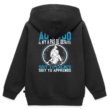 Judoka Art Martial Au Judo Il N'y A Pas De Défaite - Sweat Premium à capuche zippé enfant bio - noir - Dos - AI Model Kid Male (0cm)
