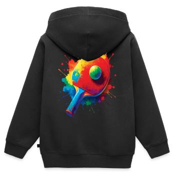 Tennis de Table - Design Sport Ping-Pong Splash - Sweat Premium à capuche zippé enfant bio - noir - Dos - AI Model Kid Male (0cm)