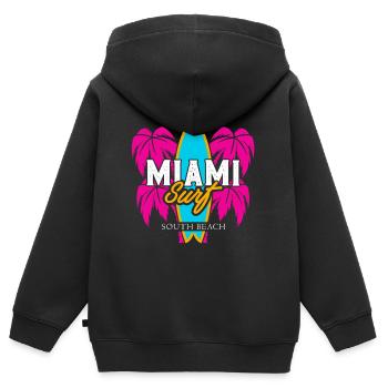 Miami Surf South Beach Logo - Sweat Premium à capuche zippé enfant bio - noir - Dos - AI Model Kid Male (0cm)