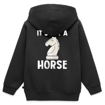 Es ist kein Pferd Schachfigur - Kinder Premium Organic Zip Hoodie - Schwarz - Hinten - AI Model Kid Male (0cm)