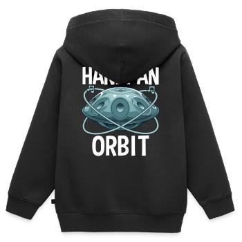 Orbite Handpan - Sweat Premium à capuche zippé enfant bio - noir - Dos - AI Model Kid Male (0cm)