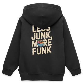 Nutritionist Less Junk More Funk Nutritional Coach - Kinder Premium Organic Zip Hoodie - Schwarz - Hinten - AI Model Kid Male (0cm)