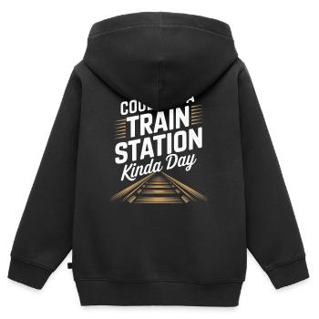 Könnte ein Bahnhofs Tag sein - Kinder Premium Organic Zip Hoodie - Schwarz - Hinten - AI Model Kid Male (0cm)