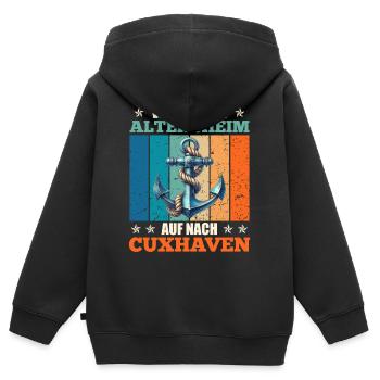 Nordsee VERGISS DAS ALTERSHEIM AUF NACH - Kinder Premium Organic Zip Hoodie - Schwarz - Hinten - AI Model Kid Male (0cm)