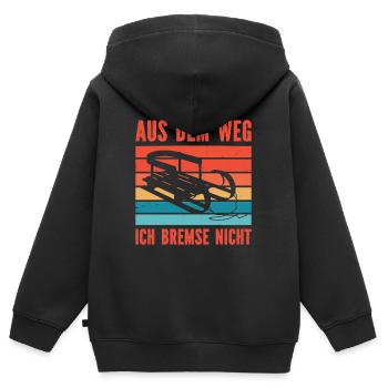 Glisser HORS DU CHEMIN JE NE FREINE PAS - Sweat Premium à capuche zippé enfant bio - noir - Dos - AI Model Kid Male (0cm)