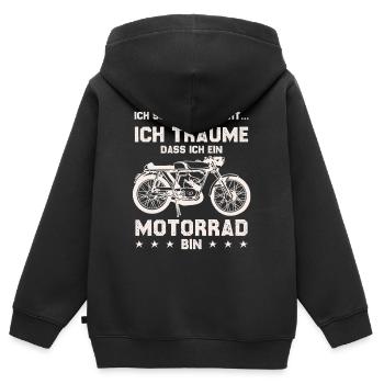 Je rêve que la moto soit vintage imprimée - Sweat Premium à capuche zippé enfant bio - noir - Dos - AI Model Kid Male (0cm)