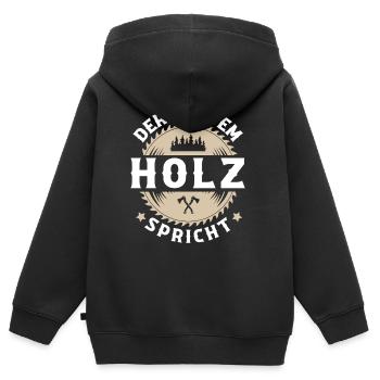 Holzfäller - Kinder Premium Organic Zip Hoodie - Schwarz - Hinten - AI Model Kid Male (0cm)