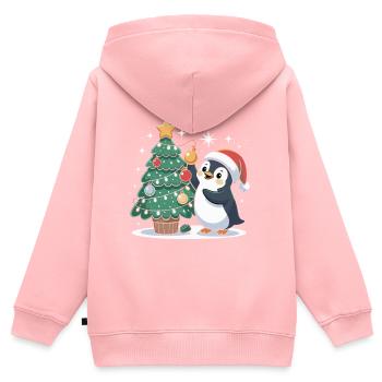 Penguin decorates Christmas tree - Kids Premium Organic Zip-up Hoodie - rose - Back - AI Model Kid Female (0cm)