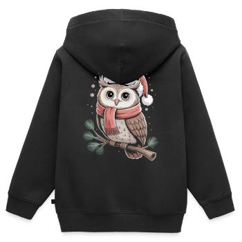 Weihnachts Eulenzauber Schal - Kinder Premium Organic Zip Hoodie - Schwarz - Hinten - AI Model Kid Male (0cm)