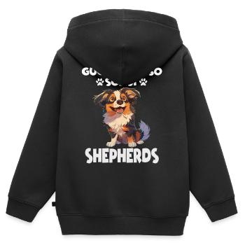 Dictons de chiens Promenade cadeau pour amoureux des chiens AUSSIE - Sweat Premium à capuche zippé enfant bio - noir - Dos - AI Model Kid Male (0cm)