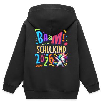 Bääm Écolier 2026 - Sweat Premium à capuche zippé enfant bio - noir - Dos - AI Model Kid Male (0cm)