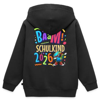 Bääm Écolier 2026 - Sweat Premium à capuche zippé enfant bio - noir - Dos - AI Model Kid Male (0cm)