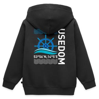 Insel USEDOM Ostsee Usedom Urlaub Lustiges - Kinder Premium Organic Zip Hoodie - Schwarz - Hinten - AI Model Kid Male (0cm)