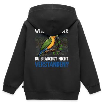 Comprendre le perroquet coloré ? - Sweat Premium à capuche zippé enfant bio - noir - Dos - AI Model Kid Male (0cm)