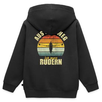 Rameur, rameur, rame, drôle, dire drôle Vintage - Sweat Premium à capuche zippé enfant bio - noir - Dos - AI Model Kid Male (0cm)