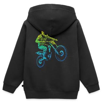 Motocross, Motocrossfahrer, Dirt Bike, Dirt Biker - Kinder Premium Organic Zip Hoodie - Schwarz - Hinten - AI Model Kid Male (0cm)