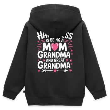 Glück: Mama, Oma und Ur-Oma - Kinder Premium Organic Zip Hoodie - Schwarz - Hinten - AI Model Kid Male (0cm)