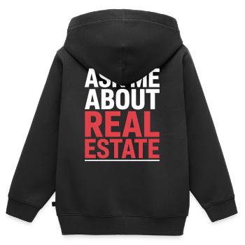 Ask Me About Real Estate - Kinder Premium Organic Zip Hoodie - Schwarz - Hinten - AI Model Kid Male (0cm)