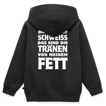 Das ist kein Schweiß - Fitness - abnehmen Spruch - Kinder Premium Organic Zip Hoodie - Schwarz - Hinten - AI Model Kid Male (0cm)