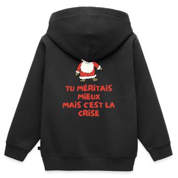 Weihnachtsmann-Krisen-Humor Weihnachtsgeschenk Humorvoll - Kinder Premium Organic Zip Hoodie - Schwarz - Hinten - AI Model Kid Male (0cm)