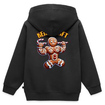 Amusement de force de force de Noël - Sweat Premium à capuche zippé enfant bio - noir - Dos - AI Model Kid Male (0cm)