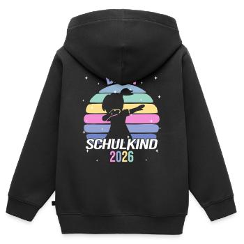 Schoolchild 2026 Bam Retro - Kids Premium Organic Zip-up Hoodie - black - Back - AI Model Kid Male (0cm)