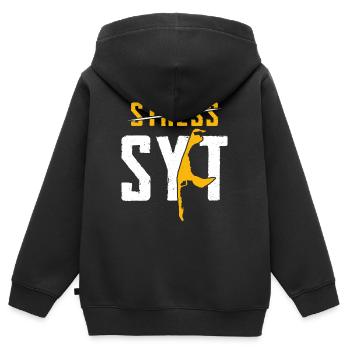 Sylt STRESS SYLT Vacances en mer du Nord Plaisir - Sweat Premium à capuche zippé enfant bio - noir - Dos - AI Model Kid Male (0cm)