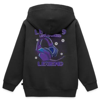 Level 9 Unlocked Kopfhörer Neon - Kinder Premium Organic Zip Hoodie - Schwarz - Hinten - AI Model Kid Male (0cm)