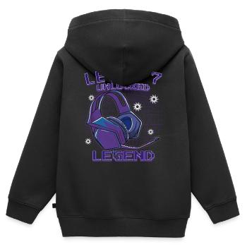 Casques Level Déverrouillés Neon - Sweat Premium à capuche zippé enfant bio - noir - Dos - AI Model Kid Male (0cm)